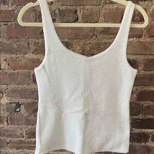 Club Monaco Cotton Textured White Tank Top